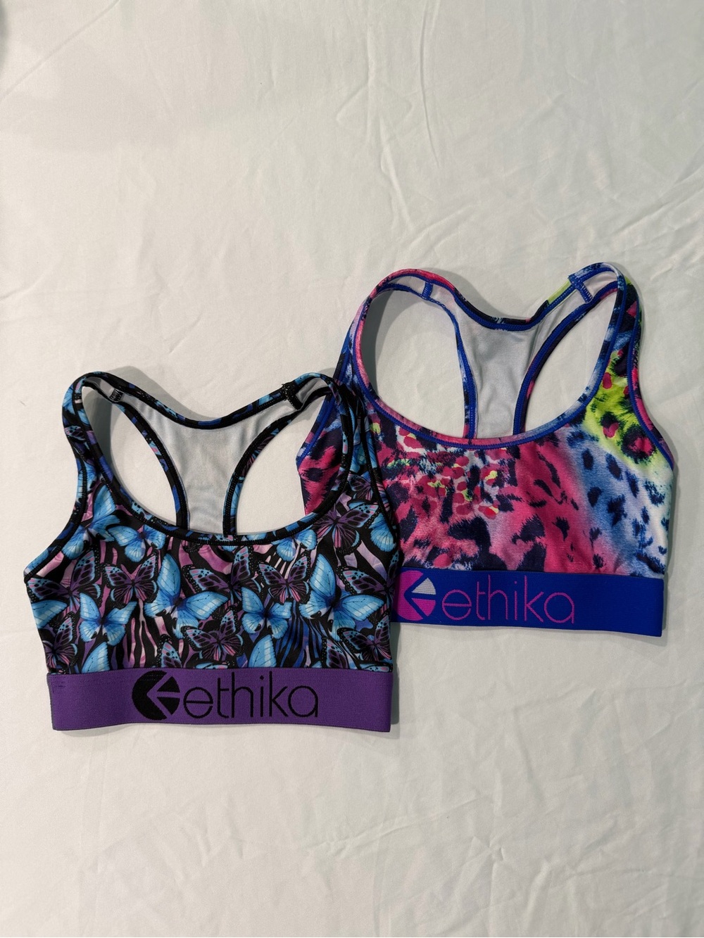 Girls Ethika Sports Bra Bundle Set 2-Piece Blue & Pink